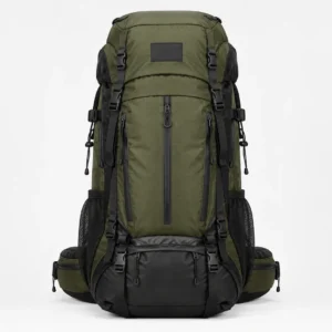 Custom Hiking Backpack Front View Custom hiking backpack with padded shoulder straps and multiple compartments - front view