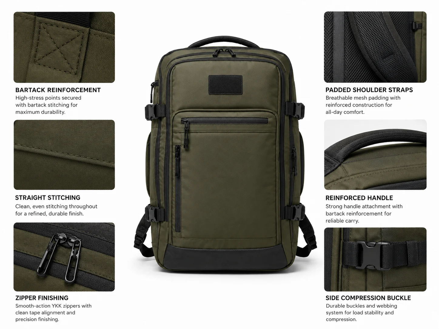 OEM travel backpack for outdoor brands with durable fabric and custom logo - custom logo and pocket detail