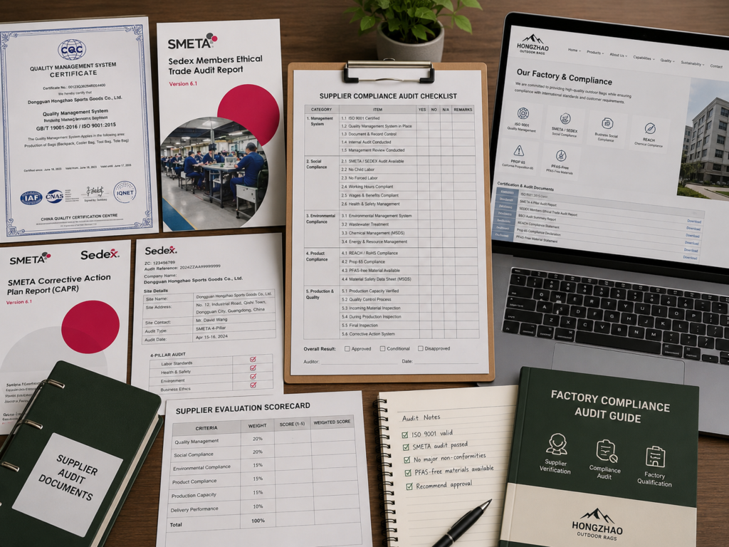 Bag factory compliance guide covering ISO 9001, SMETA, SEDEX and supplier audit requirements