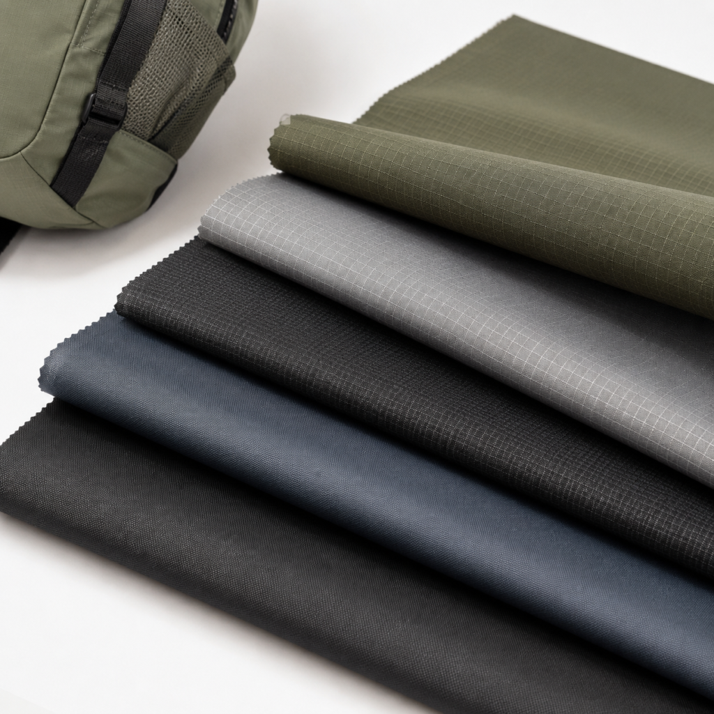Lightweight ripstop nylon and polyester fabric for custom outdoor bags