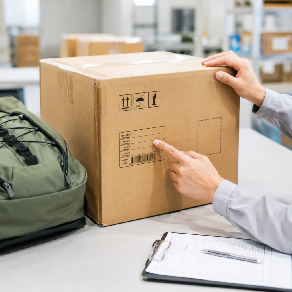 Inspection of carton marking and shipping label before export packing