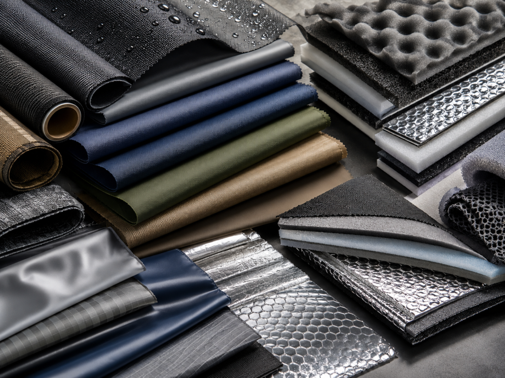 Polyester lining nylon lining PEVA lining aluminum foil insulation and EPE foam used in outdoor bags and cooler bags.