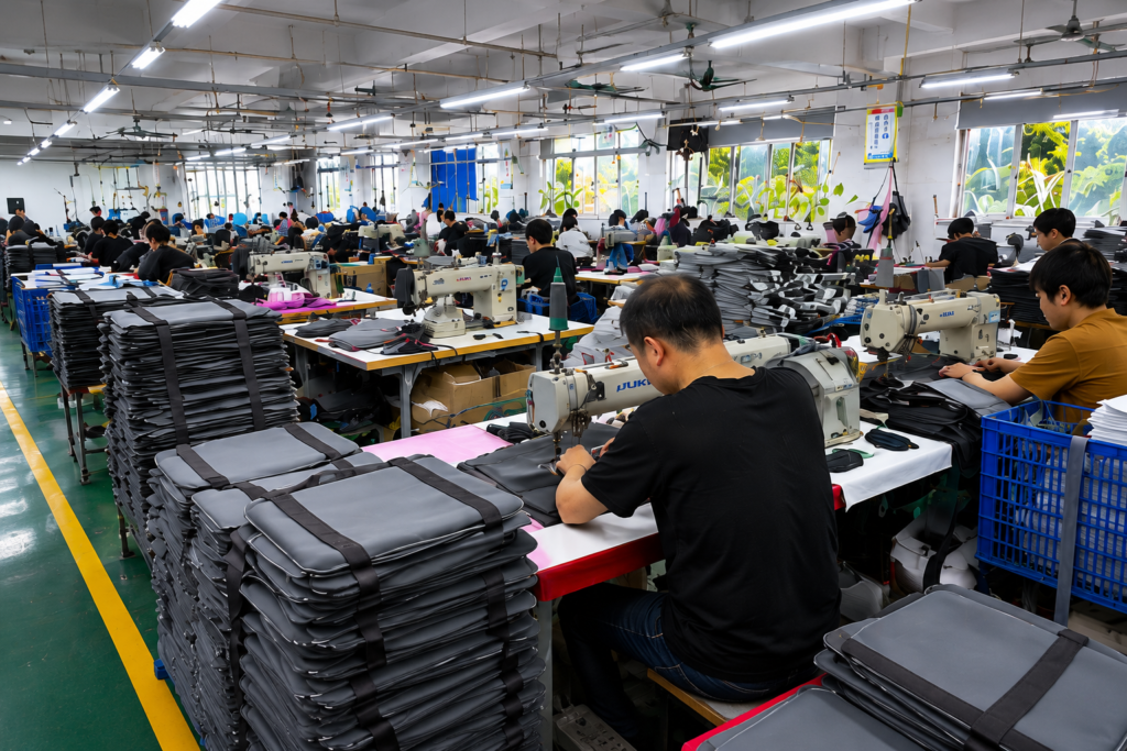 Bag sewing production line with experienced operators and stable manufacturing team