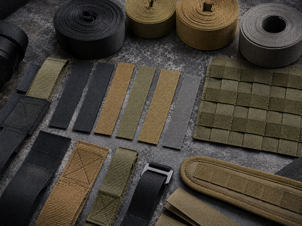 Nylon webbing polyester webbing MOLLE webbing shoulder strap webbing and reinforced webbing for outdoor backpacks and tactical bags.