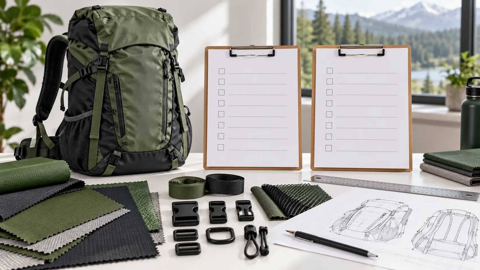 Illustrative comparison of two blank quotation checklists for one unbranded custom backpack specification